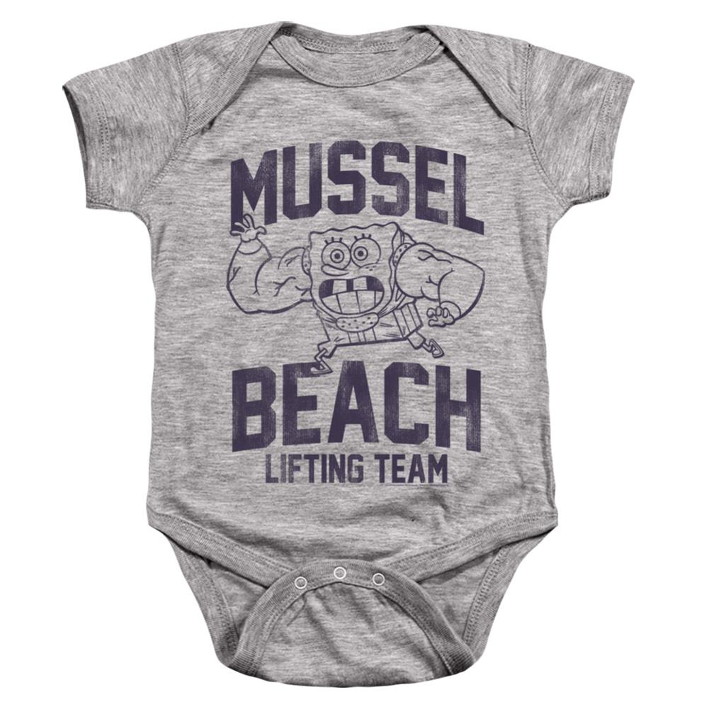 Spongebob Squarepants Mussle Beach Lifting Team Infant's Cotton SS Snapsuit