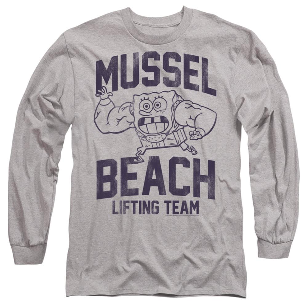 Spongebob Squarepants Mussle Beach Lifting Team Men's 18/1 Cotton Long-Sleeve T-Shirt