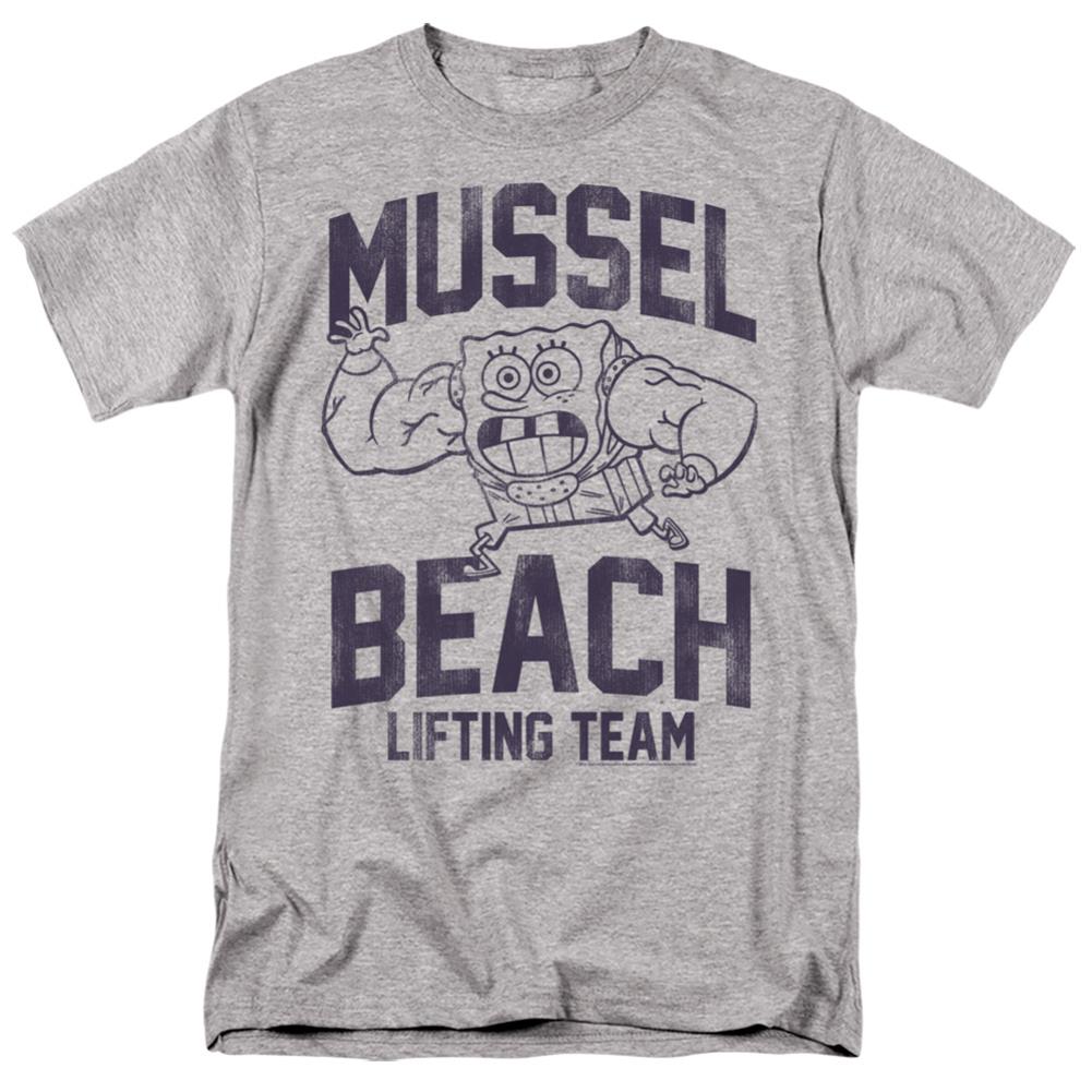 Spongebob Squarepants Mussle Beach Lifting Team Men's 18/1 Cotton Short-Sleeve T-Shirt