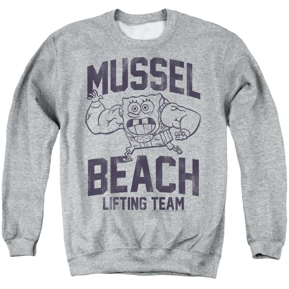 Spongebob Squarepants Mussle Beach Lifting Team Men's Crewneck 50 50 Poly Long-Sleeve T-Shirt