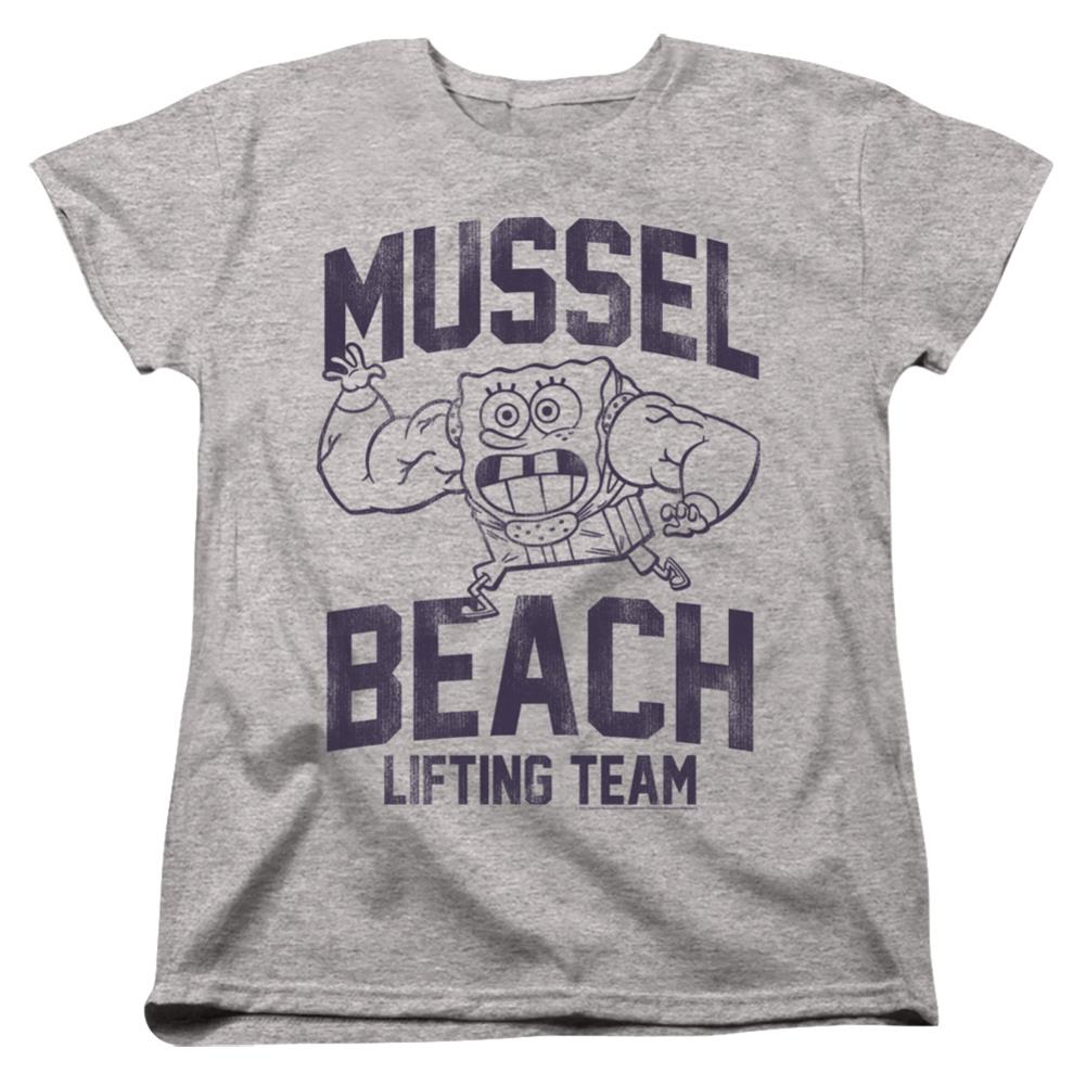 Spongebob Squarepants Mussle Beach Lifting Team Women's 18/1 Cotton Short-Sleeve T-Shirt