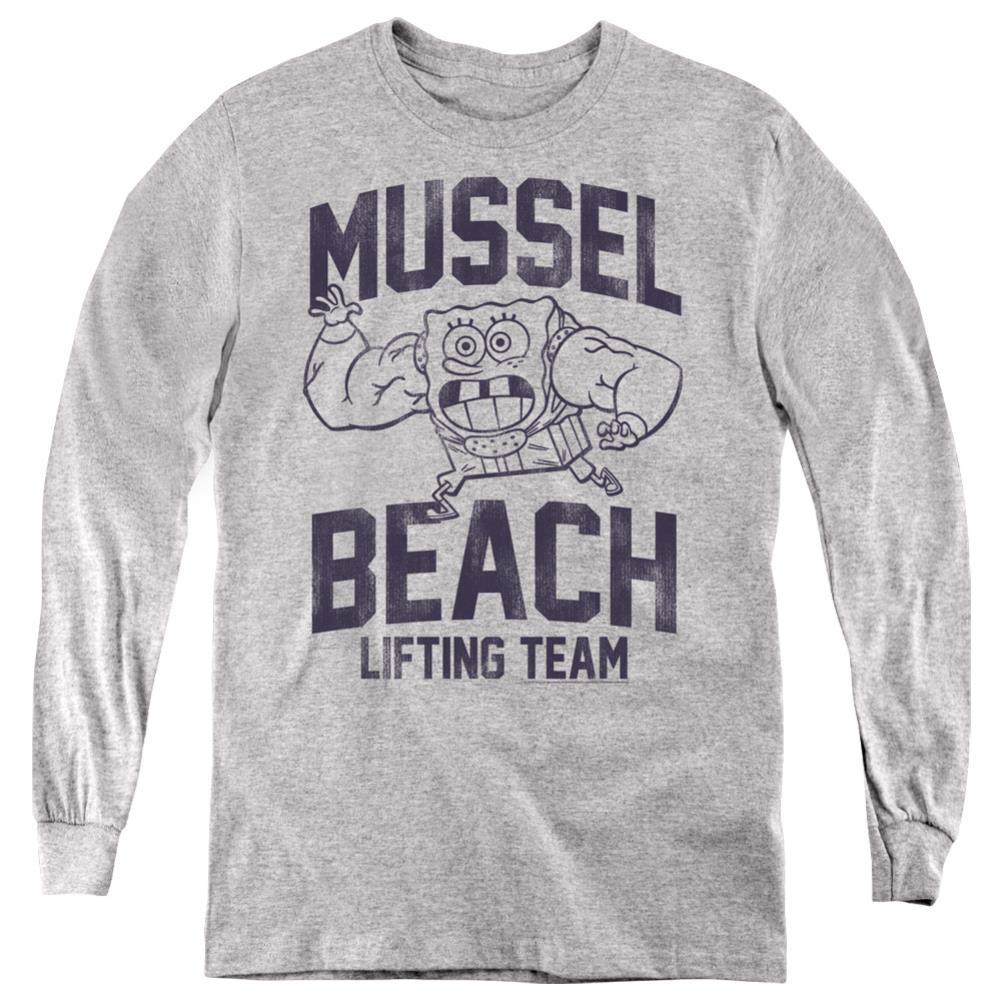 Spongebob Squarepants Mussle Beach Lifting Team Youth Long-Sleeve T-Shirt