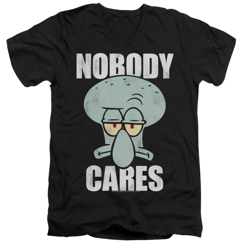 Spongebob Squarepants Nobody Cares Meme Men's 30/1 Cotton Slim V-Neck T-Shirt