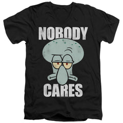 Spongebob Squarepants Nobody Cares Meme Men's 30/1 Cotton Slim V-Neck T-Shirt