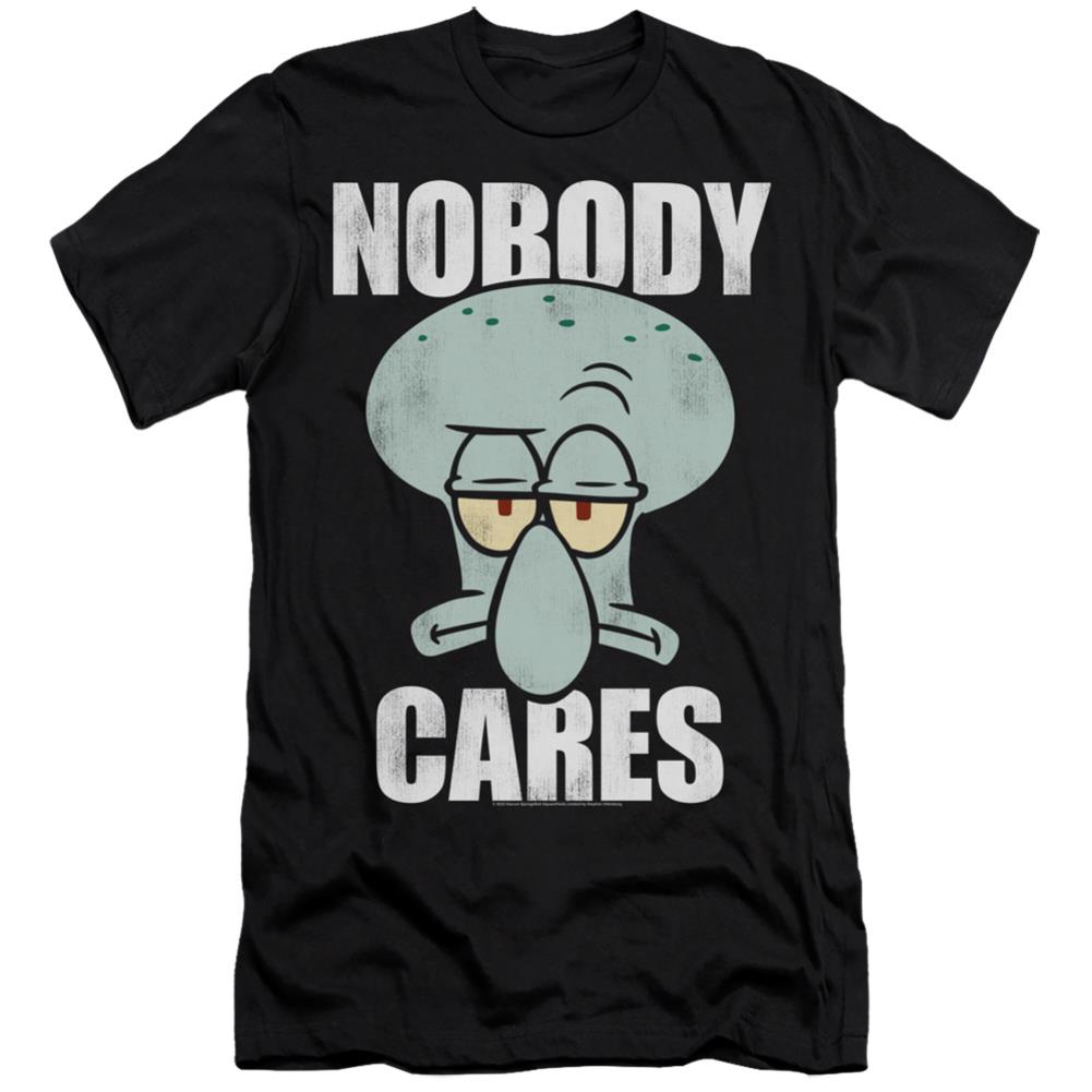 Spongebob Squarepants Nobody Cares Meme Men's Ultra-Soft 30/1 Cotton Slim Short-Sleeve T-Shirt