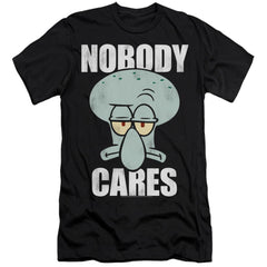 Spongebob Squarepants Nobody Cares Meme Men's Ultra-Soft 30/1 Cotton Slim Short-Sleeve T-Shirt