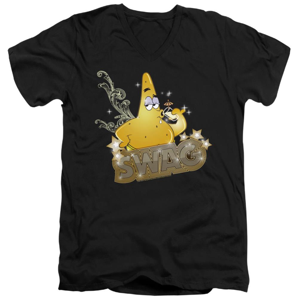 Spongebob Squarepants Patrick Has Swag Men's 30/1 Cotton Slim V-Neck T-Shirt
