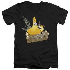 Spongebob Squarepants Patrick Has Swag Men's 30/1 Cotton Slim V-Neck T-Shirt