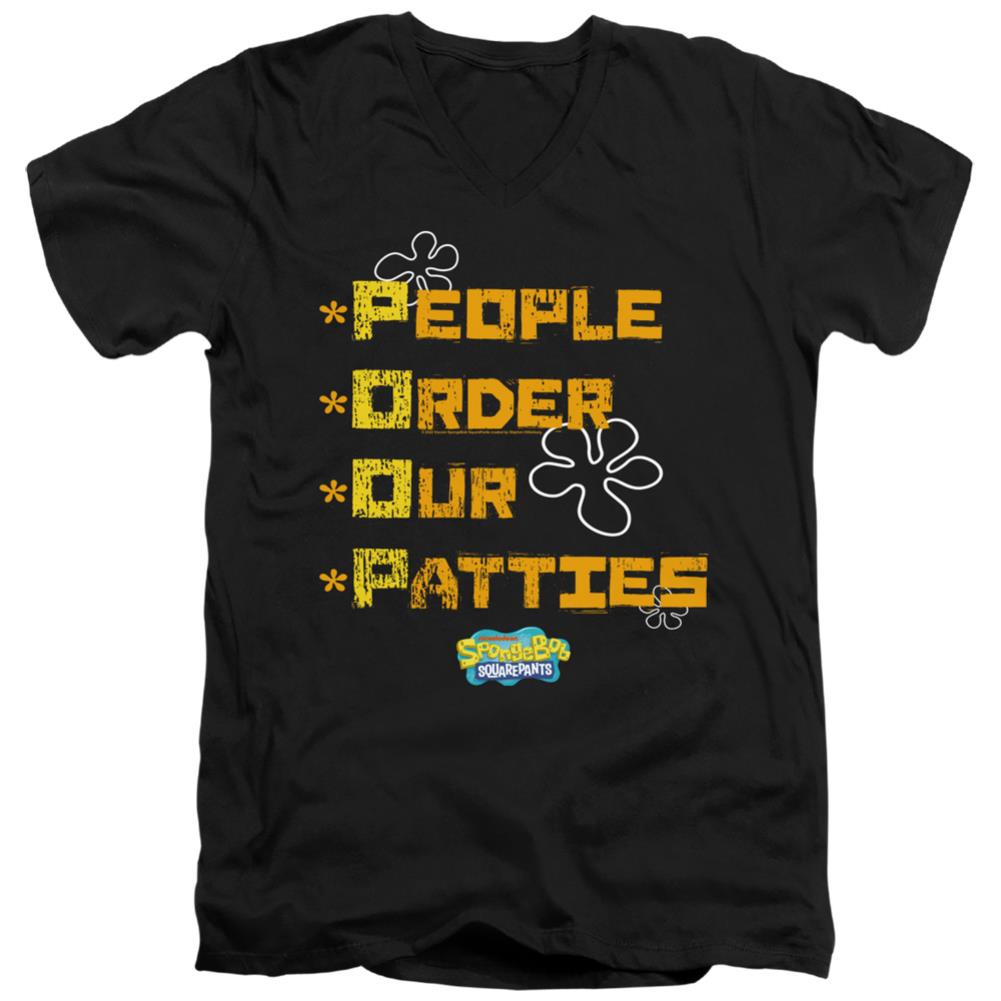 Spongebob Squarepants People Order Our Patties Men's 30/1 Cotton Slim V-Neck T-Shirt