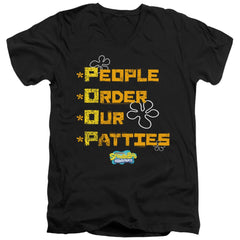 Spongebob Squarepants People Order Our Patties Men's 30/1 Cotton Slim V-Neck T-Shirt
