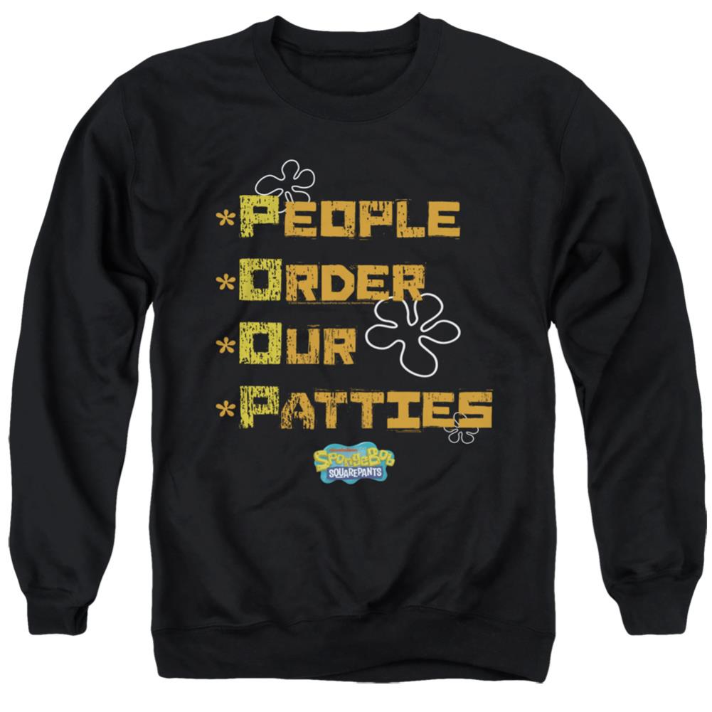 Spongebob Squarepants People Order Our Patties Men's Crewneck 50 50 Poly Long-Sleeve T-Shirt