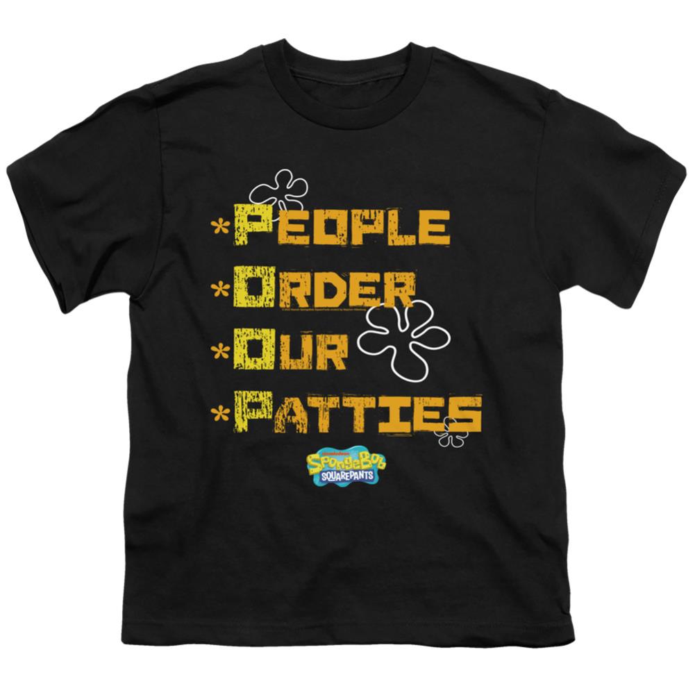 Spongebob Squarepants People Order Our Patties Youth 18/1 100% Cotton Short-Sleeve T-Shirt