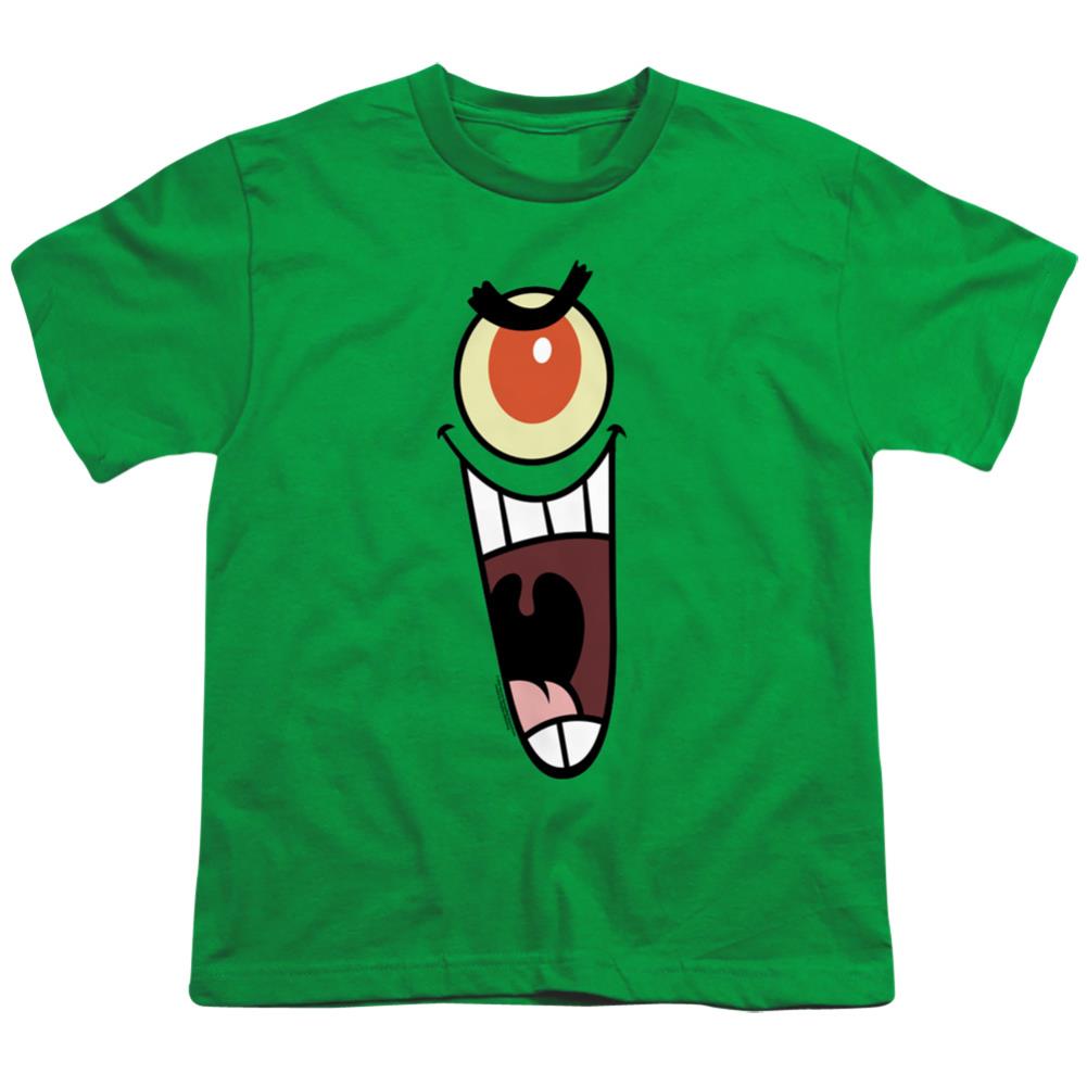 Spongebob Squarepants Plankton Sinister Face Youth 18/1 100% Cotton Short-Sleeve T-Shirt