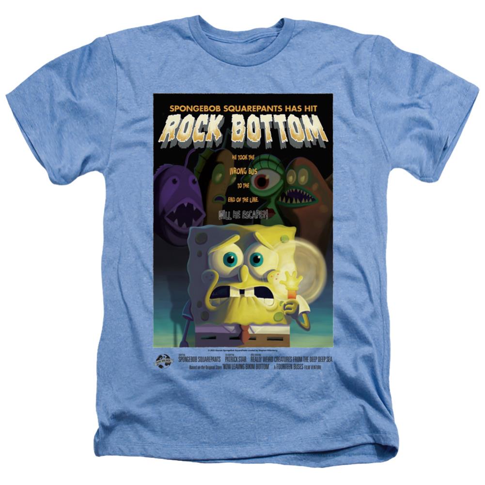 Spongebob Squarepants Rock Bottom Men's 30/1 Heather 60 40 Poly Short-Sleeve T-Shirt