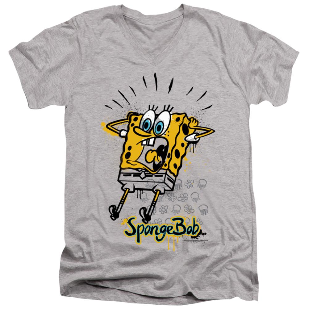 Spongebob Squarepants Shocking! Men's 30/1 Cotton Slim V-Neck T-Shirt