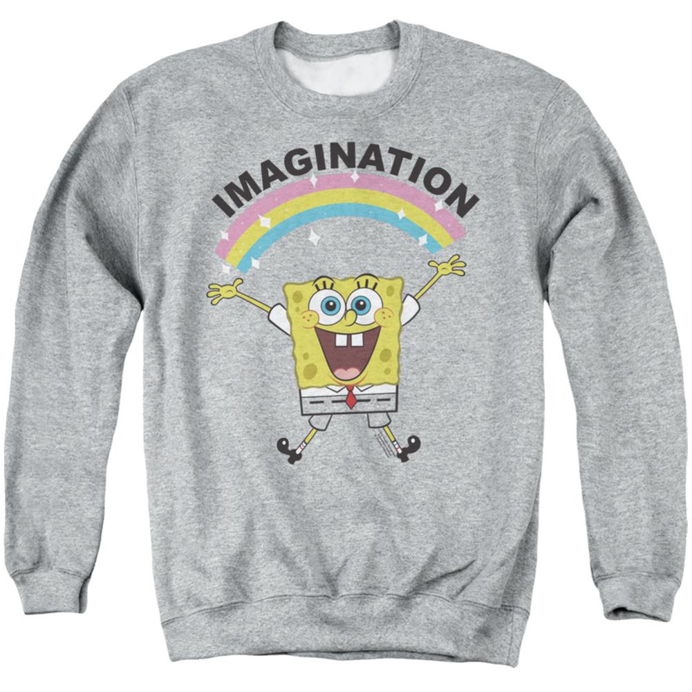 Spongebob Squarepants Simple Imagination Men's Crewneck 50 50 Poly Long-Sleeve T-Shirt