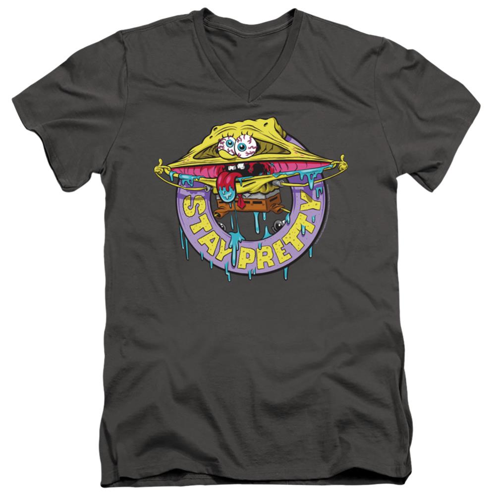 Spongebob Squarepants Stay Pretty Men's 30/1 Cotton Slim V-Neck T-Shirt