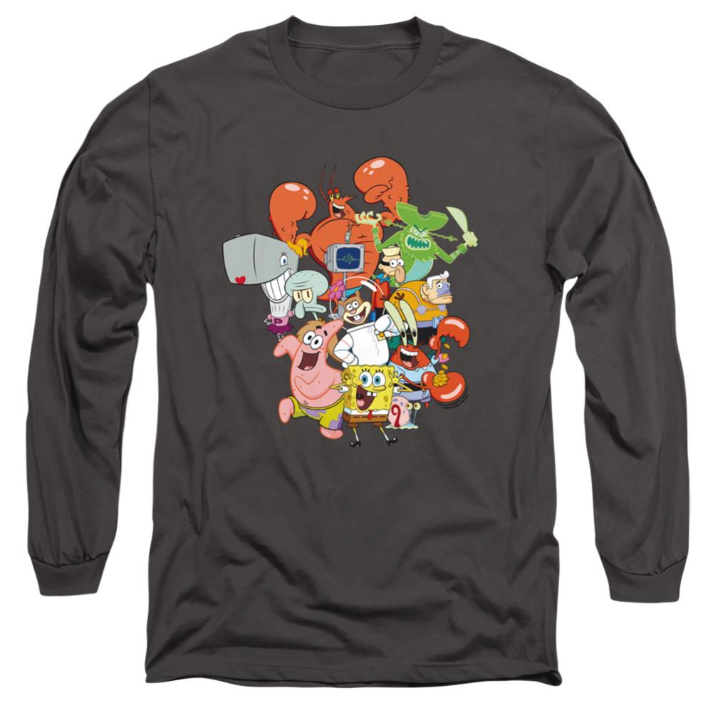 Spongebob Squarepants The Whole Gang Men's 18/1 Cotton Long-Sleeve T-Shirt
