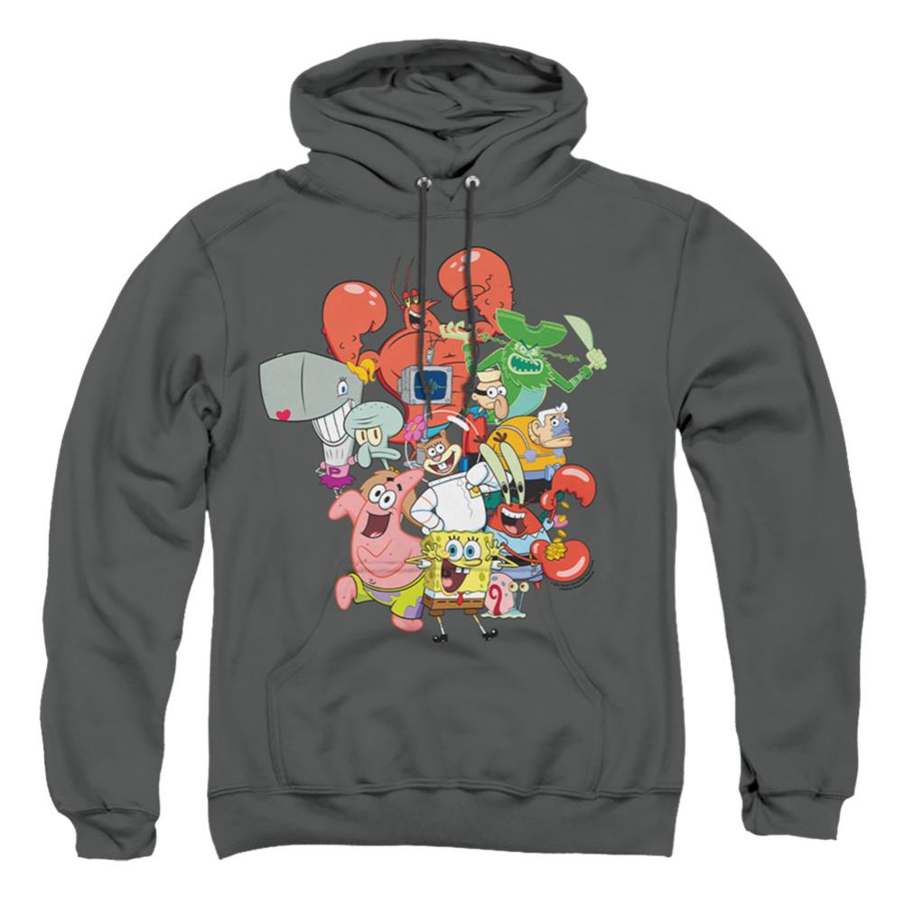 Spongebob Squarepants The Whole Gang Men's Pull-Over 75 25 Poly Hoodie