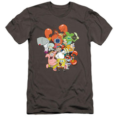 Spongebob Squarepants The Whole Gang Men's Ultra-Soft 30/1 Cotton Slim Short-Sleeve T-Shirt