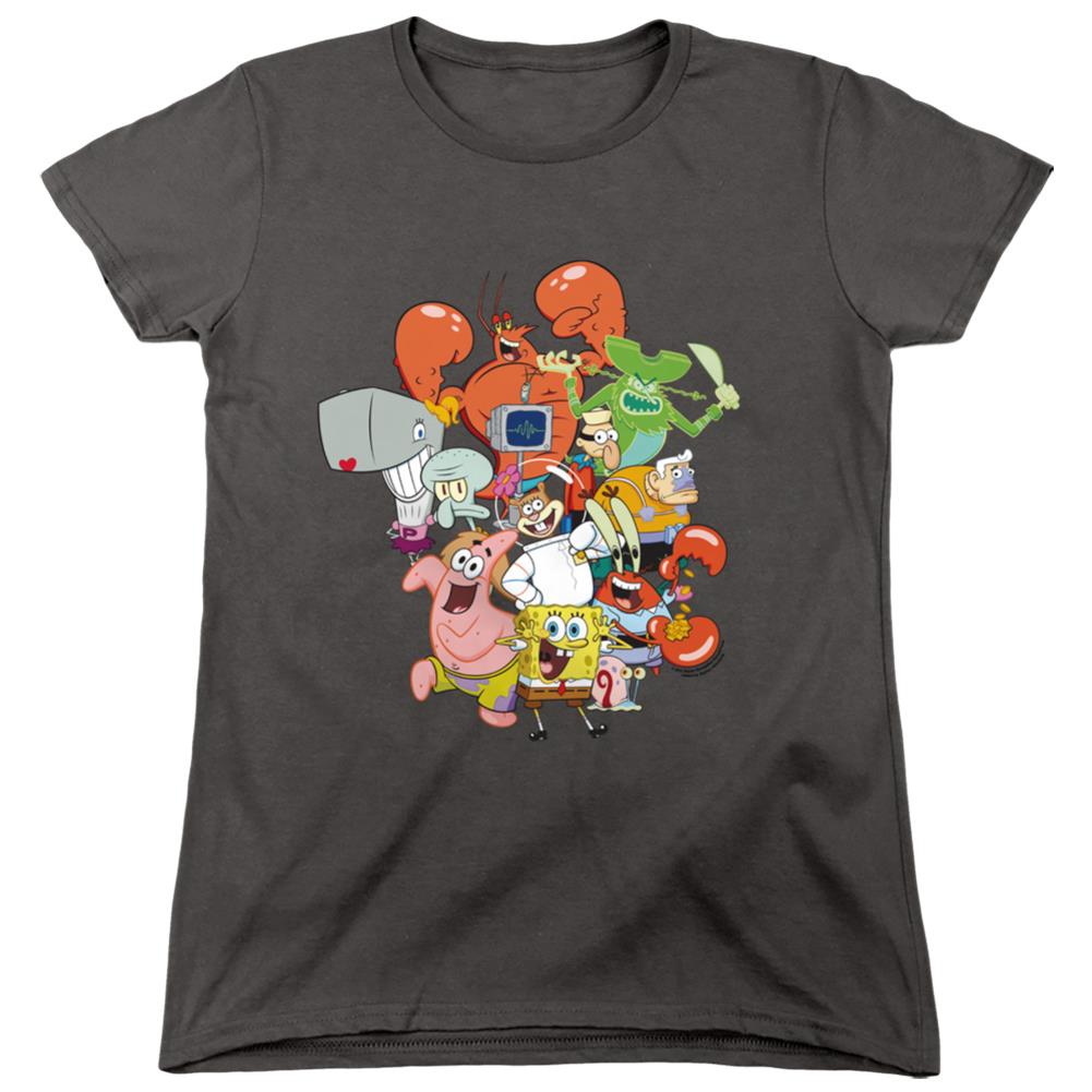 Spongebob Squarepants The Whole Gang Women's 18/1 Cotton Short-Sleeve T-Shirt