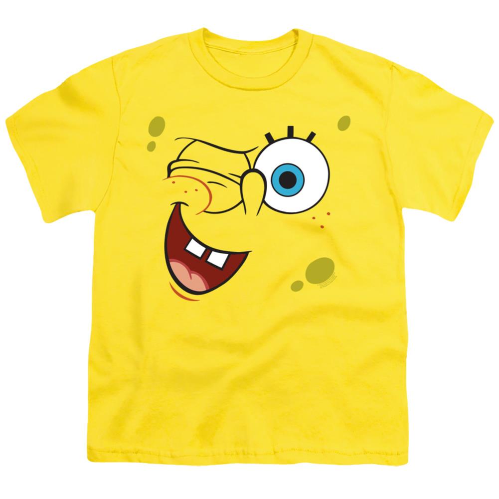 Spongebob Squarepants Winking Face Youth 18/1 100% Cotton Short-Sleeve T-Shirt