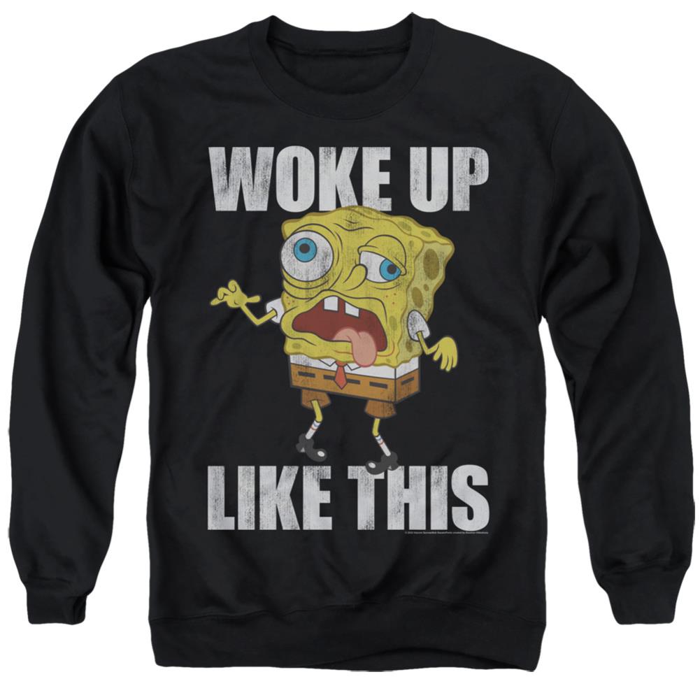 Spongebob Squarepants Woke Up Like This Meme Men's Crewneck 50 50 Poly Long-Sleeve T-Shirt