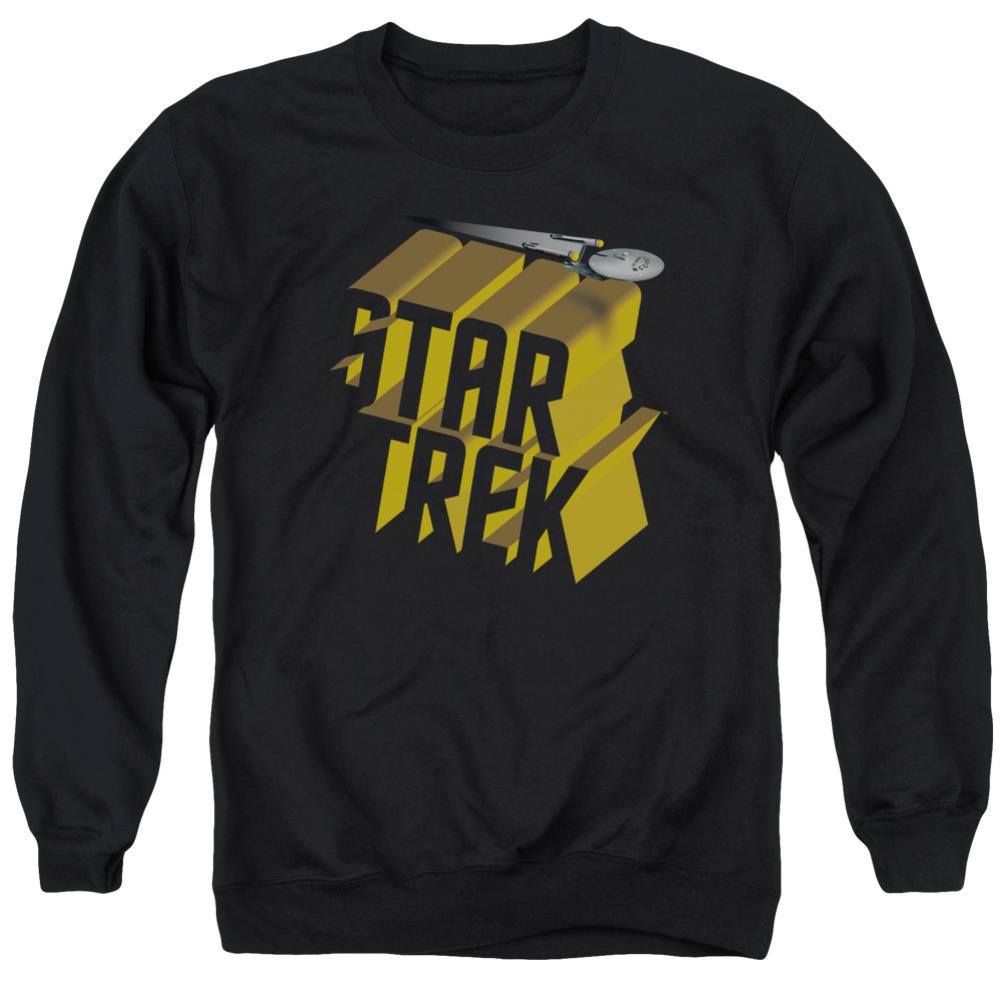 Star Trek 3D Logo Men's Crewneck 50 50 Poly Long-Sleeve T-Shirt