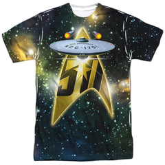 Star Trek 50th Ship Men's Regular Fit Polyester Short-Sleeve T-Shirt