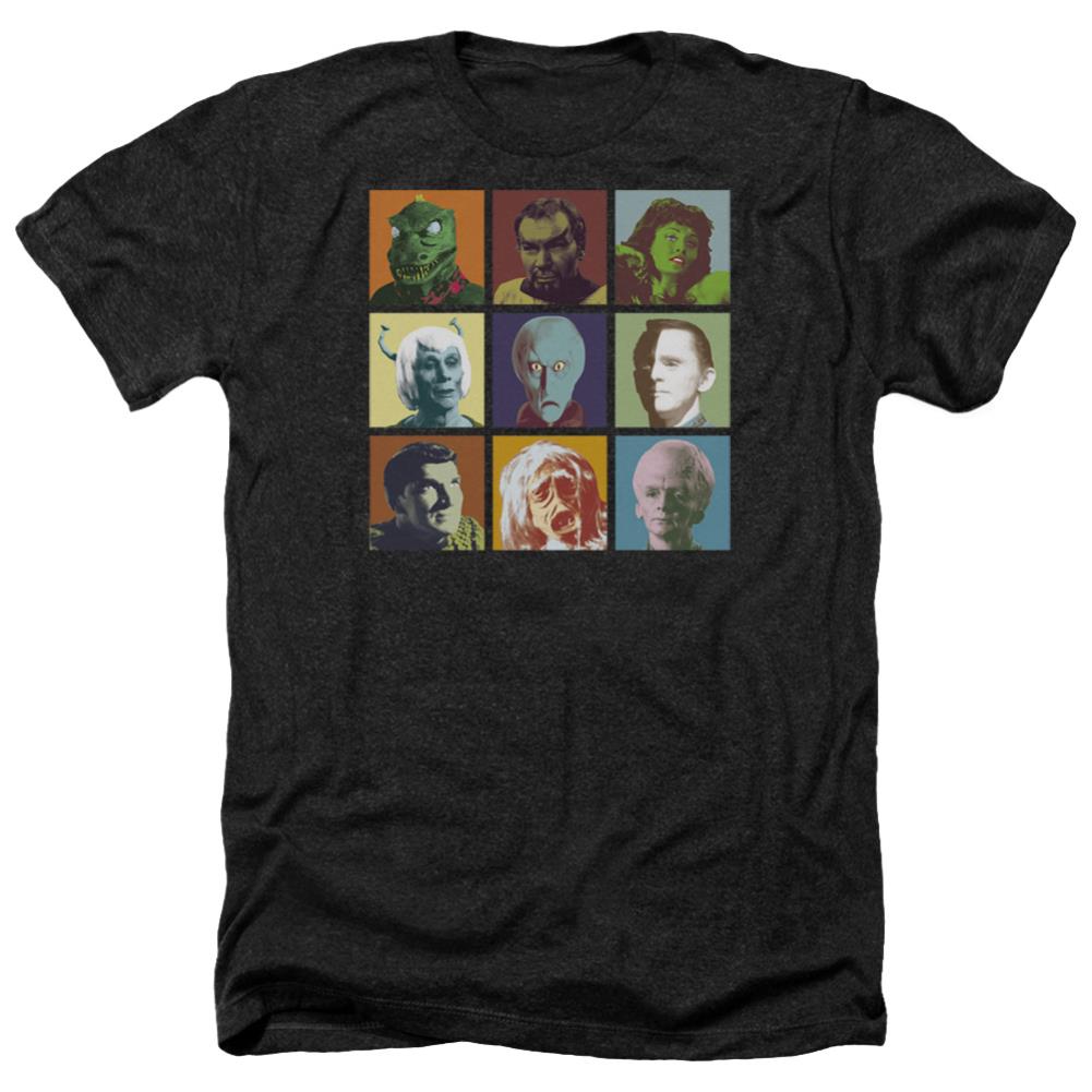 Star Trek Alien Squares Men's 30/1 Heather 60 40 Poly Short-Sleeve T-Shirt