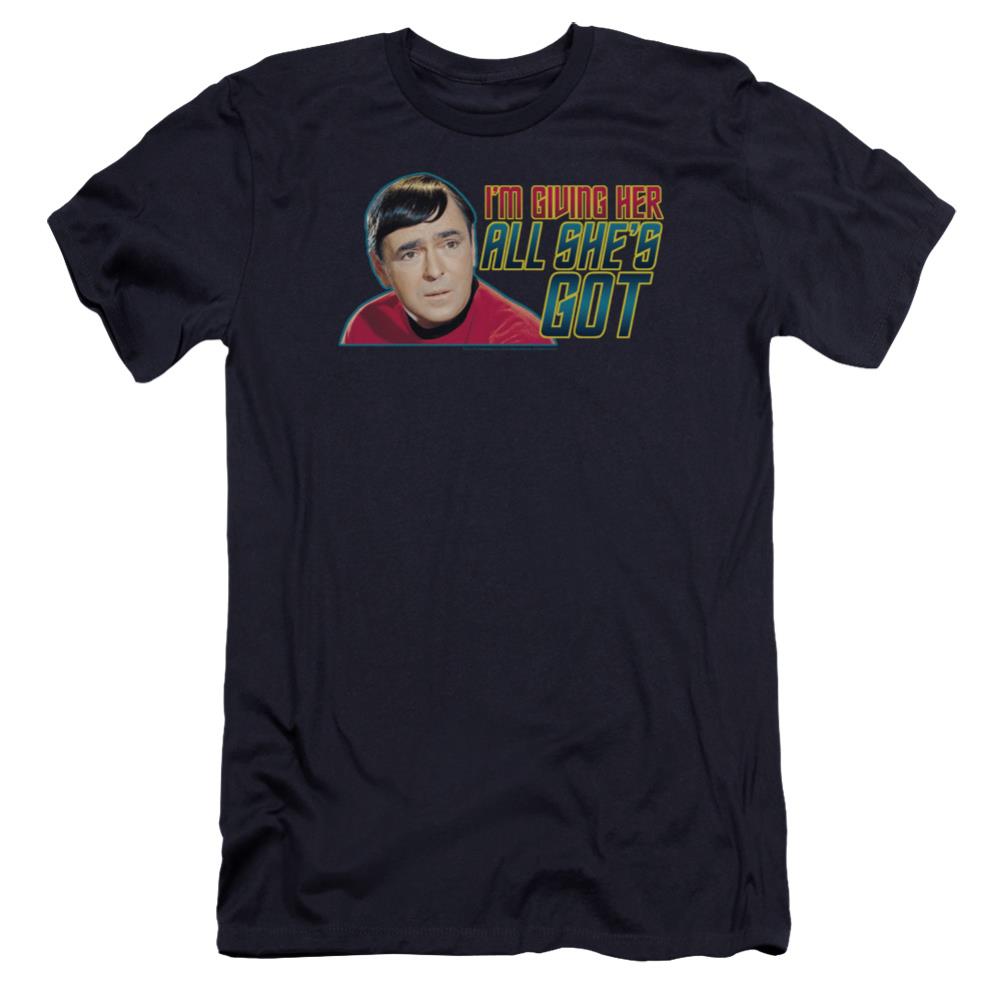 Star Trek All She's Got Men's Ultra-Soft 30/1 Cotton Slim Short-Sleeve T-Shirt
