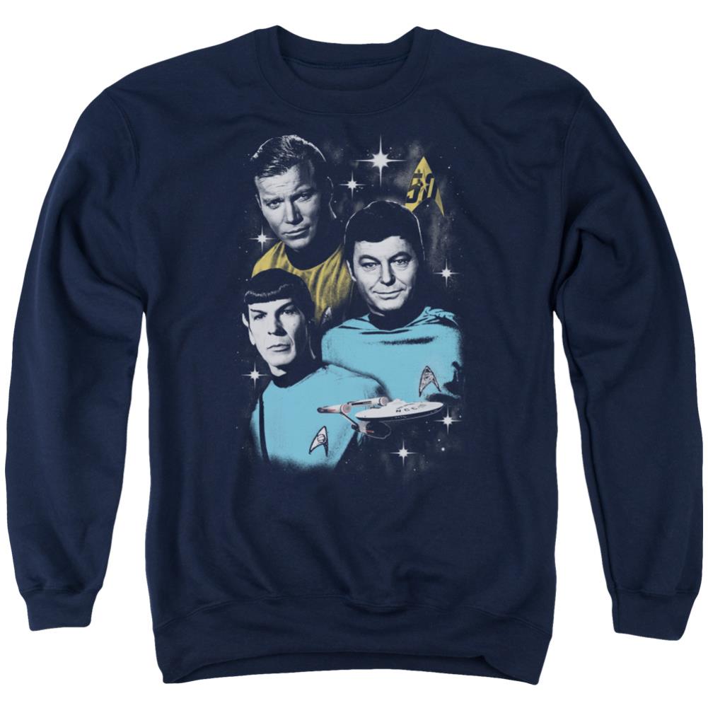 Star Trek All Star Crew Men's Crewneck 50 50 Poly Long-Sleeve T-Shirt