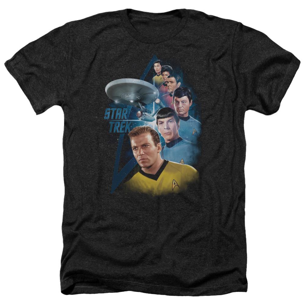 Star Trek Among The Stars Men's 30/1 Heather 60 40 Poly Short-Sleeve T-Shirt