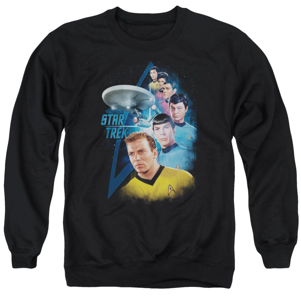 Star Trek Among The Stars Men's Crewneck 50 50 Poly Long-Sleeve T-Shirt