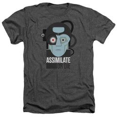 Star Trek Assismilate Or Die Men's 30/1 Heather 60 40 Poly Short-Sleeve T-Shirt