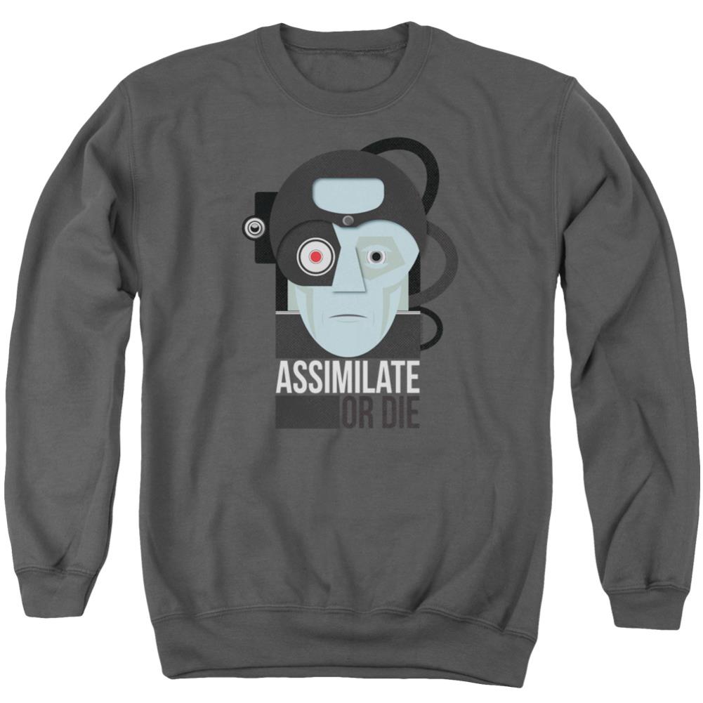 Star Trek Assismilate Or Die Men's Crewneck 50 50 Poly Long-Sleeve T-Shirt