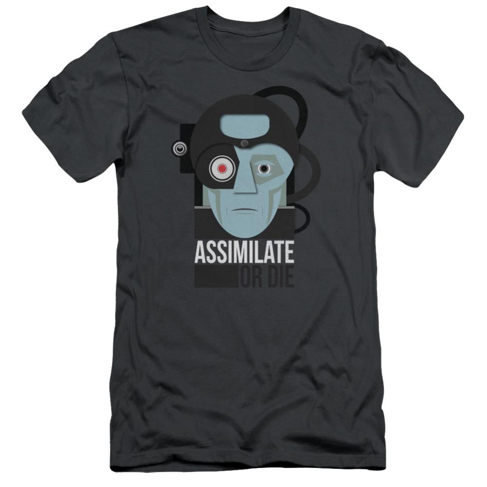 Star Trek Assismilate Or Die Men's Ultra-Soft 30/1 Cotton Slim Short-Sleeve T-Shirt