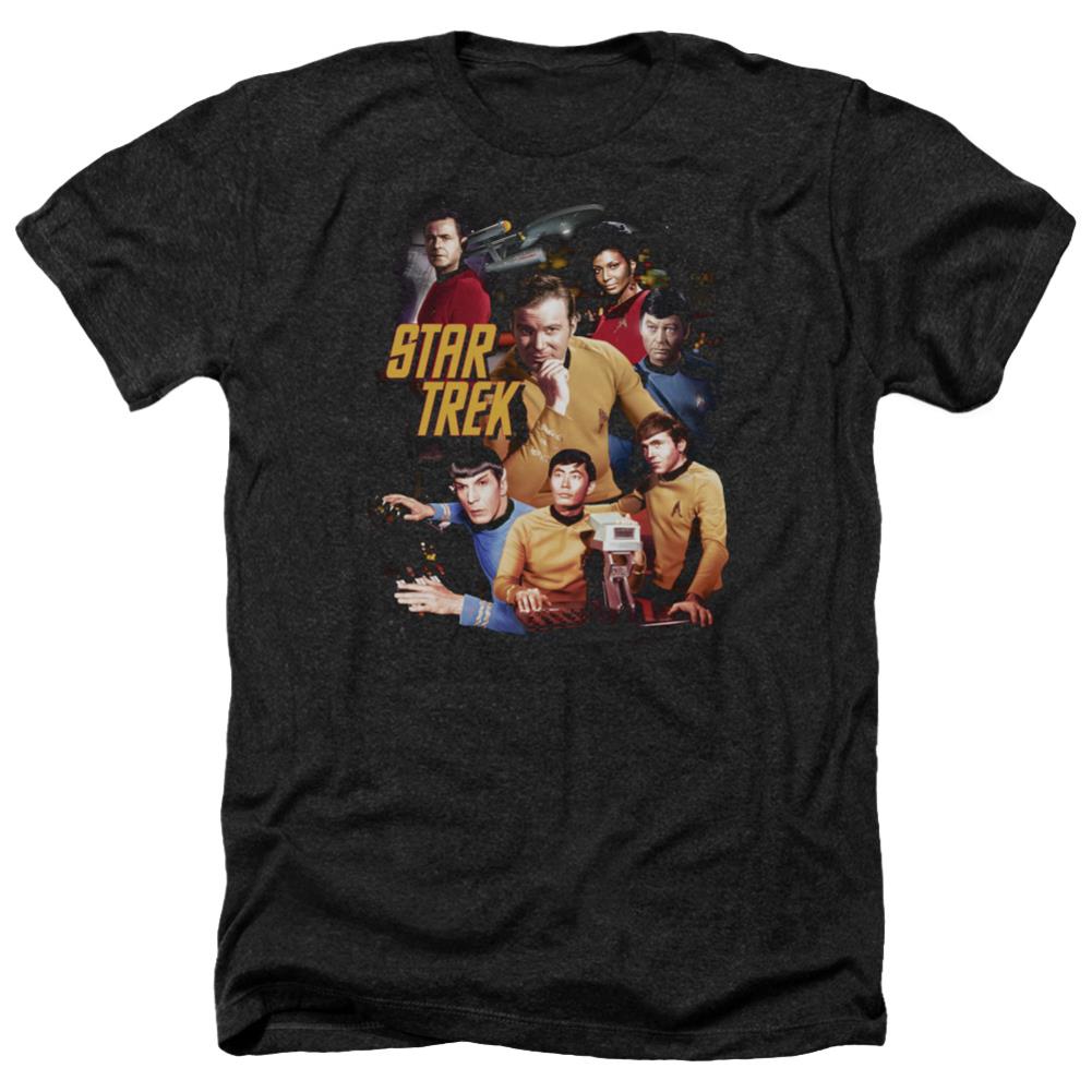 Star Trek At The Controls Men's 30/1 Heather 60 40 Poly Short-Sleeve T-Shirt