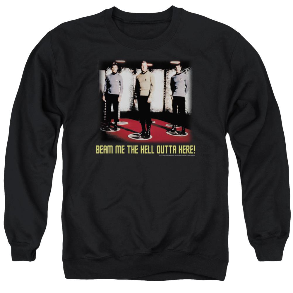 Star Trek Beam Me Out Men's Crewneck 50 50 Poly Long-Sleeve T-Shirt