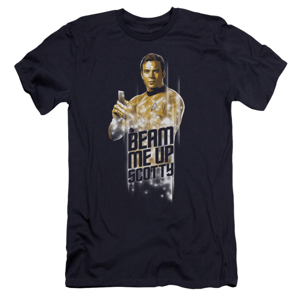 Star Trek Beam Me Up Men's Ultra-Soft 30/1 Cotton Slim Short-Sleeve T-Shirt