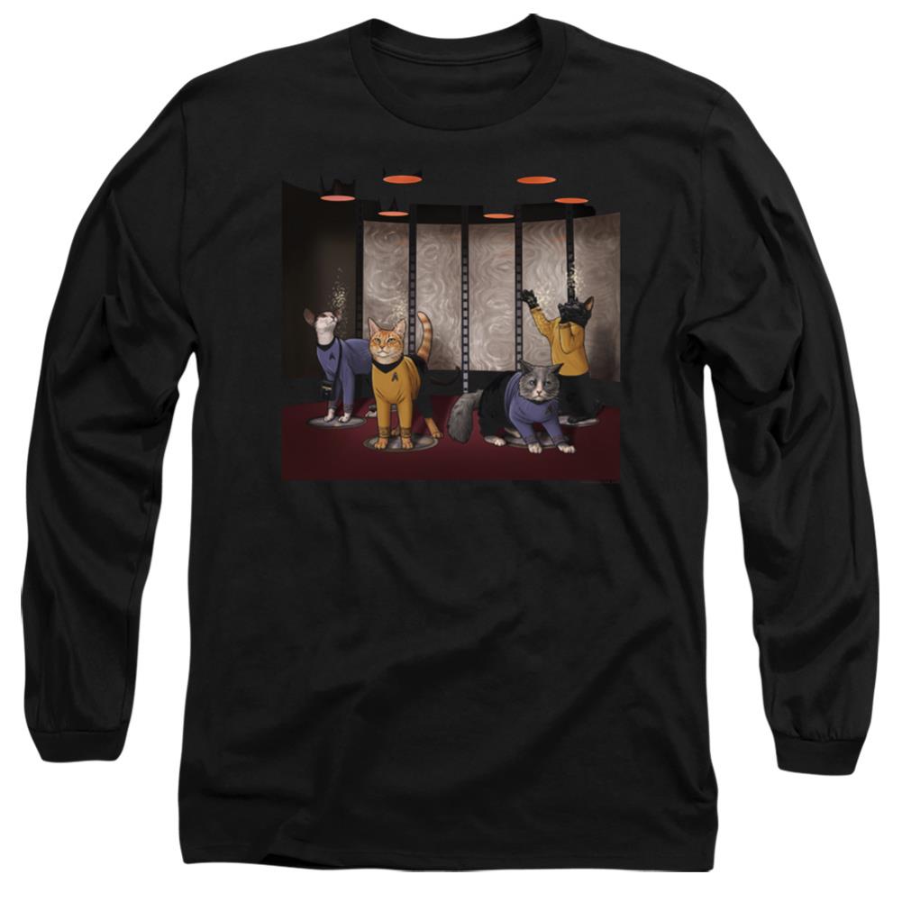 Star Trek Beam Meow Up Men's 18/1 Cotton Long-Sleeve T-Shirt