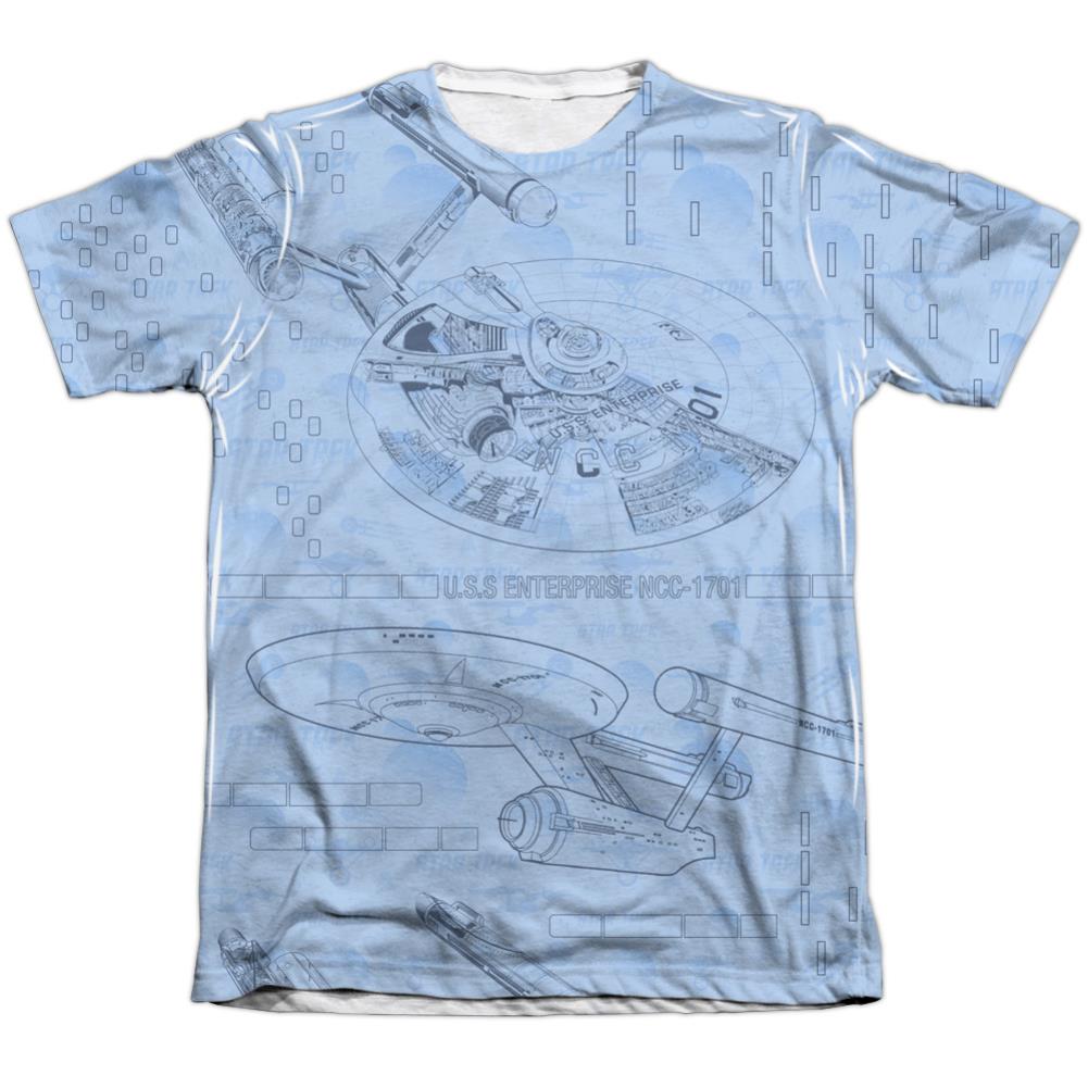 Star Trek Blue Print Men's Regular Fit Poly Cotton Short-Sleeve T-Shirt