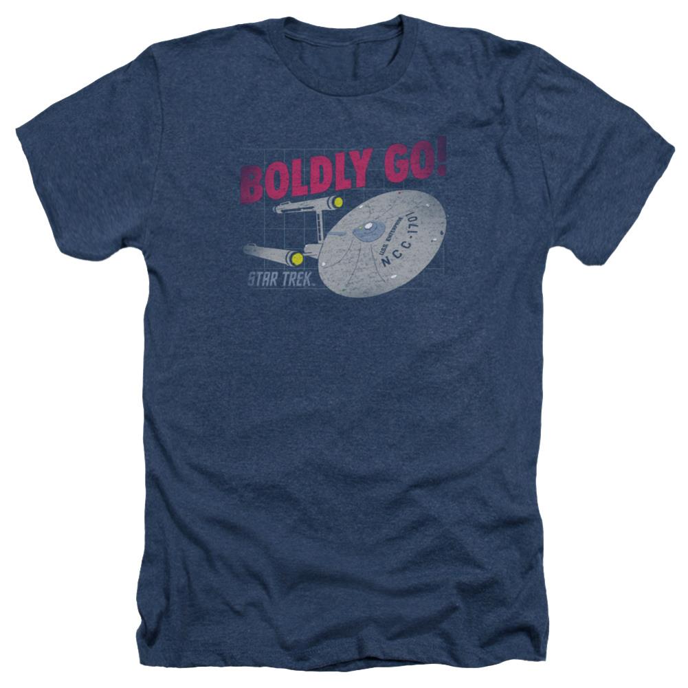Star Trek Boldly Go Men's 30/1 Heather 60 40 Poly Short-Sleeve T-Shirt