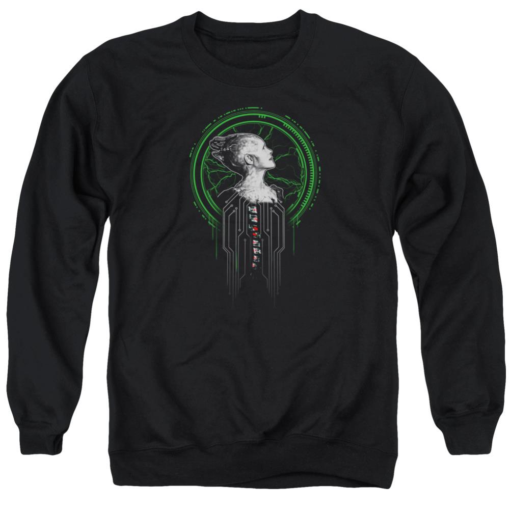 Star Trek Borg Queen Men's Crewneck 50 50 Poly Long-Sleeve T-Shirt