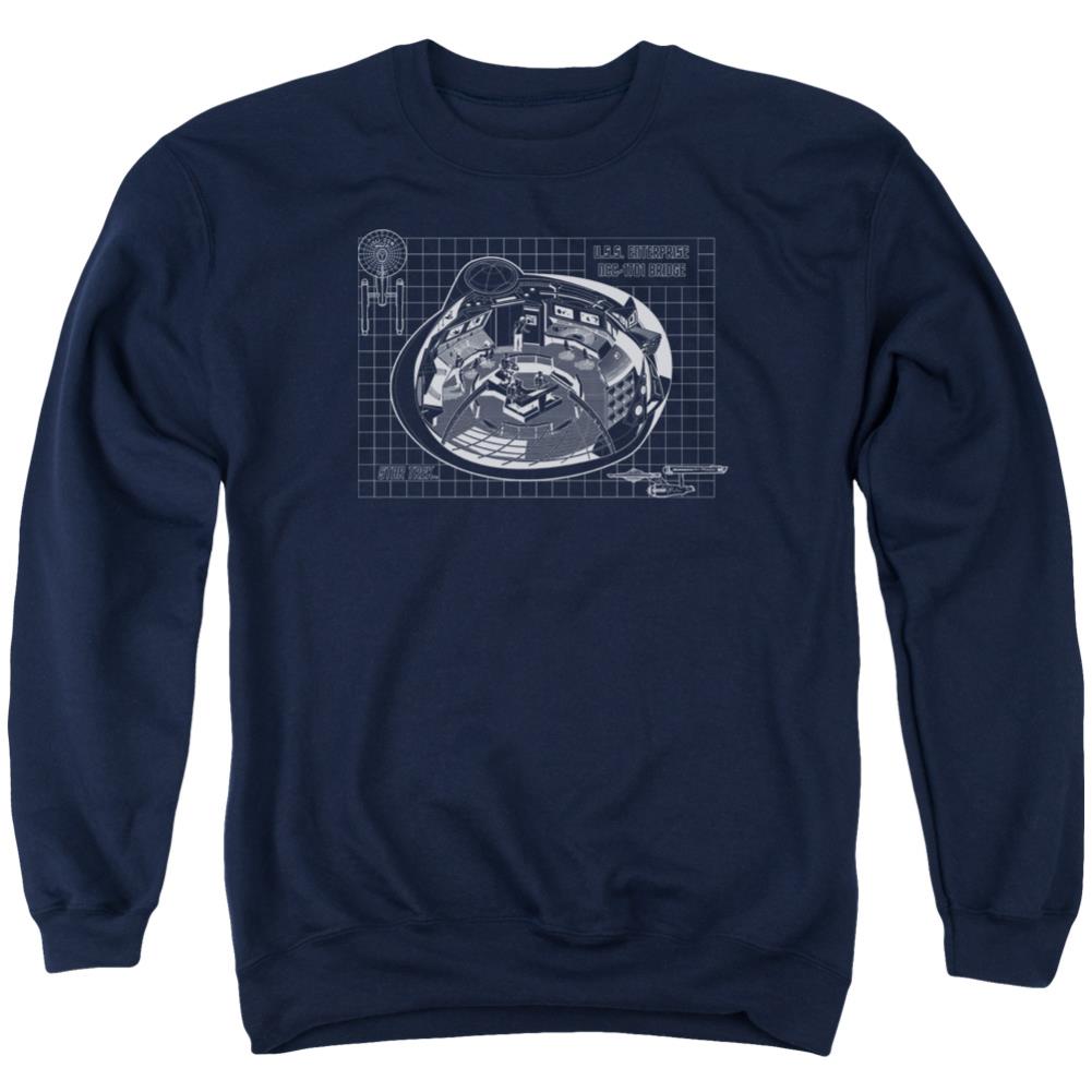 Star Trek Bridge Prints Men's Crewneck 50 50 Poly Long-Sleeve T-Shirt
