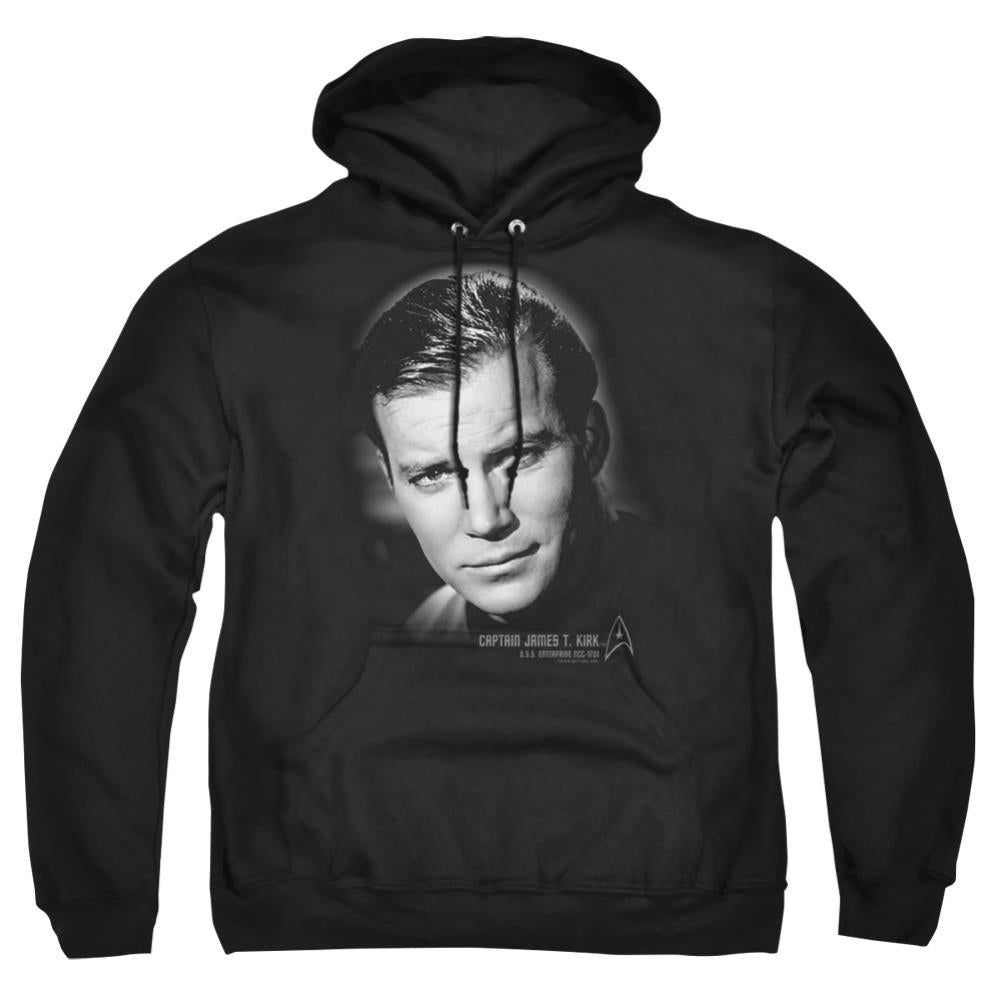 Star Trek Captain Kirk Portrait Men's Pull-Over 75 25 Poly Hoodie