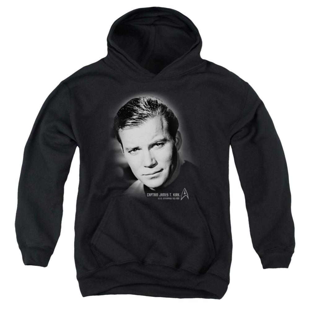 Star Trek Captain Kirk Portrait Youth Cotton Poly Pull-Over Hoodie