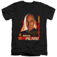 Star Trek Captain Picard Men's 30/1 Cotton Slim V-Neck T-Shirt