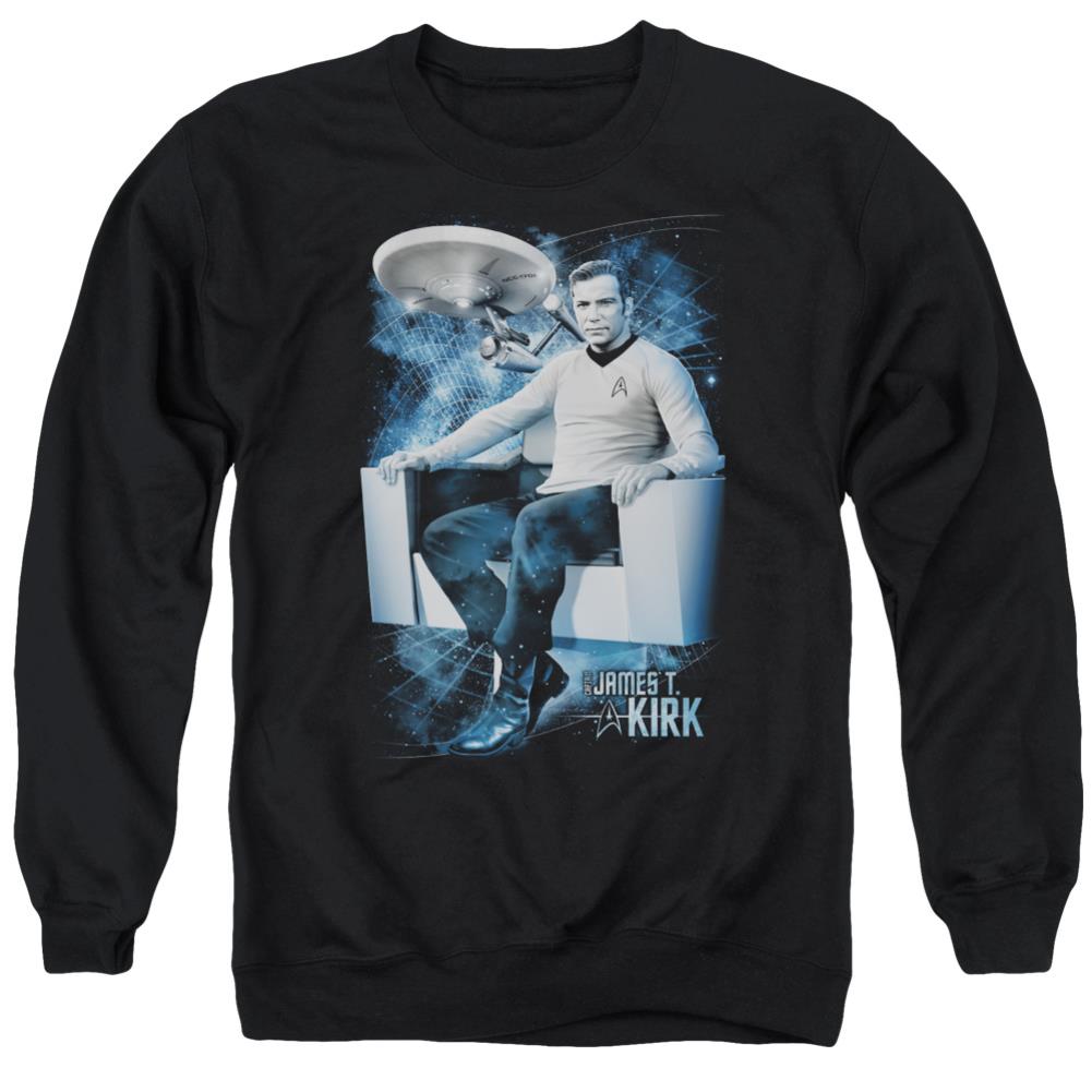 Star Trek Captain's Chair Men's Crewneck 50 50 Poly Long-Sleeve T-Shirt