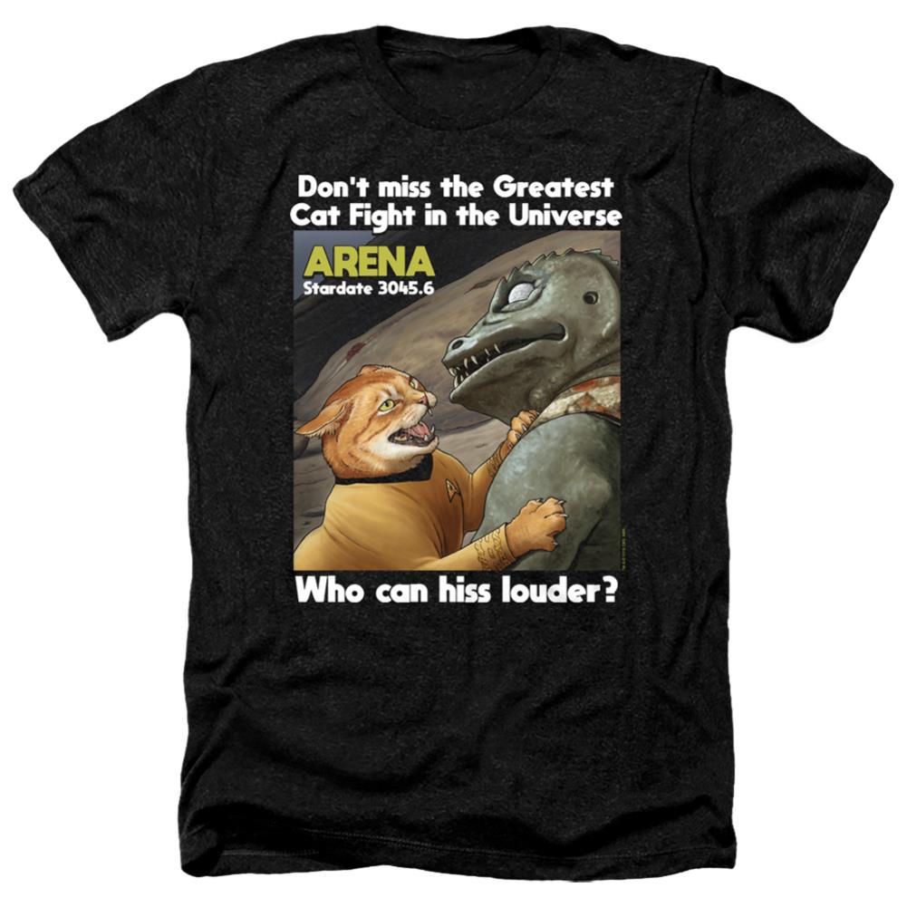 Star Trek Cat Fight Men's 30/1 Heather 60 40 Poly Short-Sleeve T-Shirt